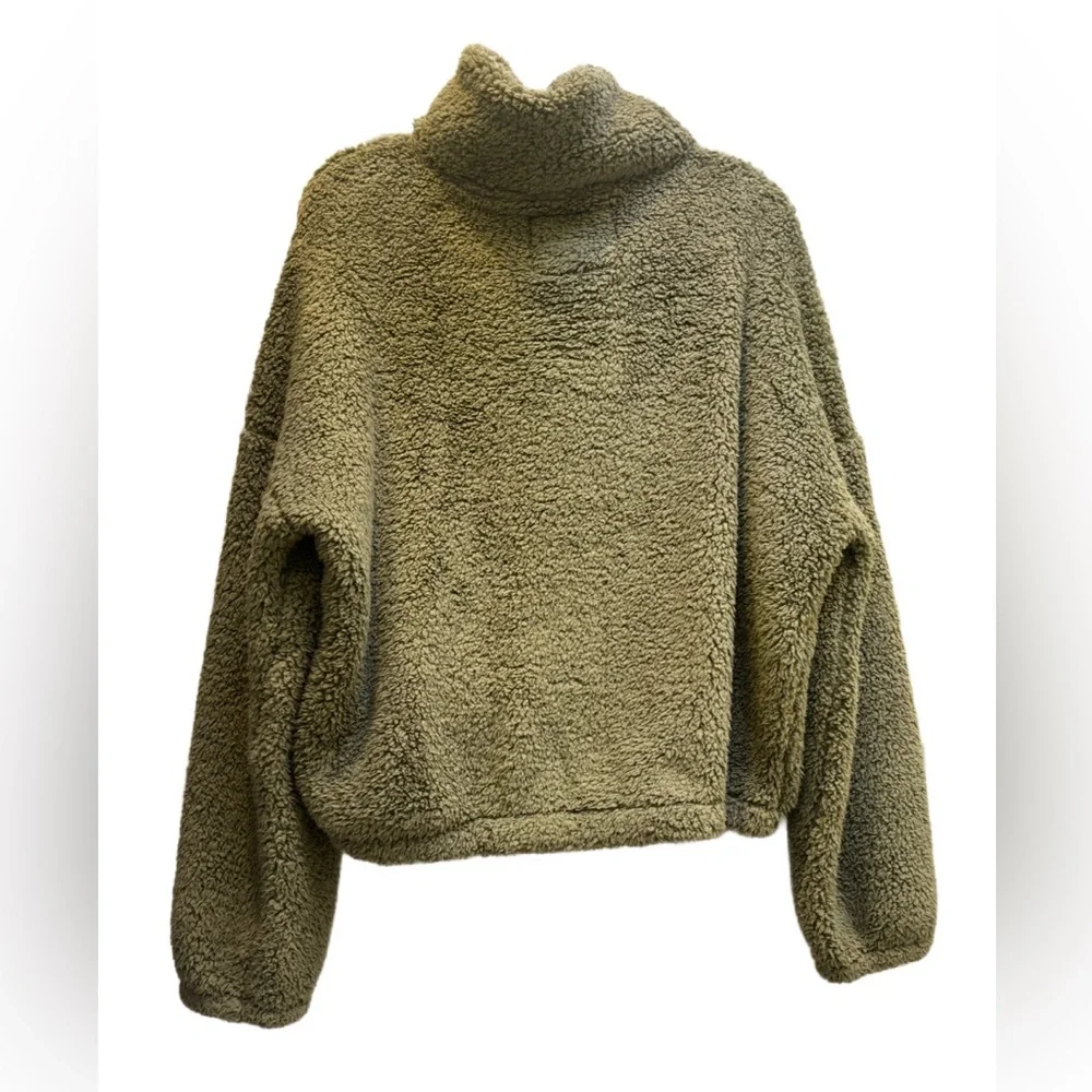 American Eagle Teddy Fleece Sherpa Zip Up Jacket in Olive Green, “huggable” 🖤 M - Picture 4 of 9